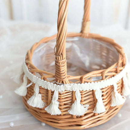 Small Wall-Mounted Kitchen Storage Basket, Hanging Storage Wicker Baskets Wall Mounted Woven Hanging Basket Wicker Small Basket with Handle Wicker Basket with Handle Small Basket Organizer L Wedding basket with tassels.