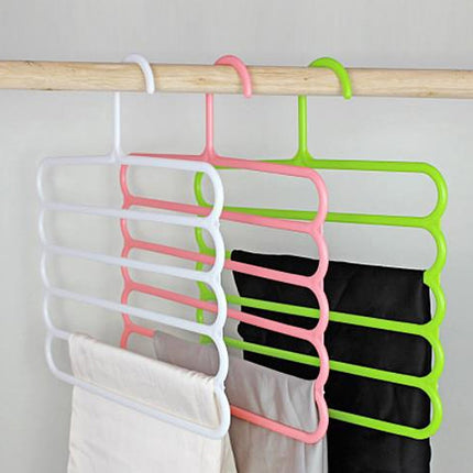 LGCASL, Pants Hanger5 Tier Hanger Non Slip Clothes Hanger for Closet Organizer Space Saving Hangers for Pants Jeans Scarf Trouser Tie Towel Clothes, Multifunctional Trouser Rack White Multifunctional trouser rack Green.