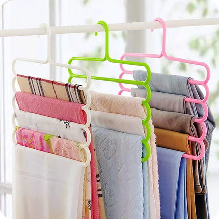 LGCASL, Pants Hanger5 Tier Hanger Non Slip Clothes Hanger for Closet Organizer Space Saving Hangers for Pants Jeans Scarf Trouser Tie Towel Clothes, Multifunctional Trouser Rack Multifunctional trouser rack White.