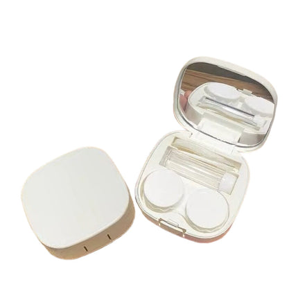 LGCASL, Case with Handmade Cute Contact Case with Tweezers Remover Tool Solution Bottle for Travel Outdoor Home Dormitory and Daily Use, Contact Lens Storage Box Yellow contact lens storage box White.