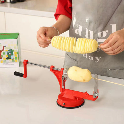 Bpyeka Potato Chip Processor,Household Manual Potato Tower Stainless Steel Hand Cranked Potato Chopper Whirlwind Potato Chip Multifunctional Rotating Potato Chip,Kitchen Decor,Home and Kitchen.