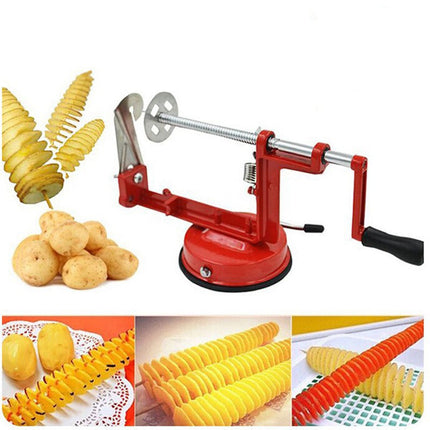 Bpyeka Potato Chip Processor,Household Manual Potato Tower Stainless Steel Hand Cranked Potato Chopper Whirlwind Potato Chip Multifunctional Rotating Potato Chip,Kitchen Decor,Home and Kitchen.