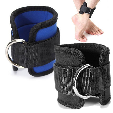 Weight Lifting Ankle D-Ring Strap Pulley Cable Kickbacks Attachment Gym Leg Black/Blue/Rose Red.