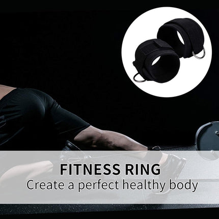 Weight Lifting Ankle D-Ring Strap Pulley Cable Kickbacks Attachment Gym Leg Black/Blue/Rose Red.