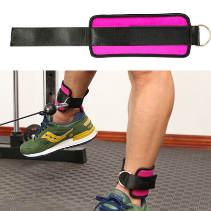 Weight Lifting Ankle D-Ring Strap Pulley Cable Kickbacks Attachment Gym Leg Black/Blue/Rose Red.