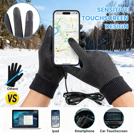 LGCASL Clearance! Heated Gloves Heated Gloves for Men Women with 3 Heat Settings Touchscreen Warming Gloves for Climbing Hiking Cycling Camping- Grey 26 Black.