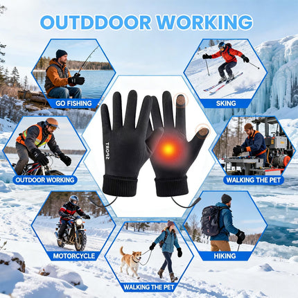 LGCASL Clearance! Heated Gloves Heated Gloves for Men Women with 3 Heat Settings Touchscreen Warming Gloves for Climbing Hiking Cycling Camping- Grey 26 Navy.