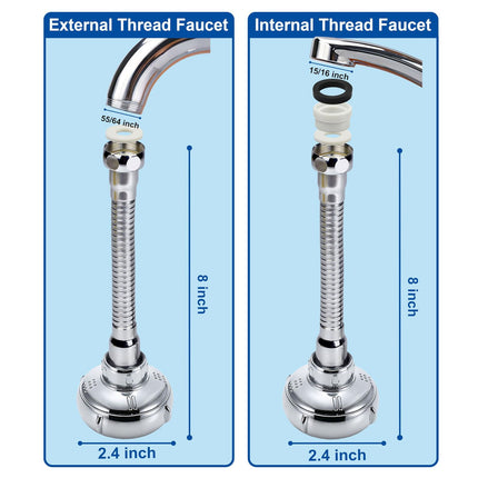 LGCASL Shaped 360° Swivel Kitchen Faucet Extender Anti Function Kitchen Faucet Sprayer Attachment Large Diameter Shower Head Water Saving 8 Inch 20 6 6cm Silver.