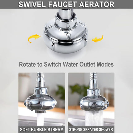 LGCASL Shaped 360° Swivel Kitchen Faucet Extender Anti Function Kitchen Faucet Sprayer Attachment Large Diameter Shower Head Water Saving 8 Inch 20 6 6cm Silver.