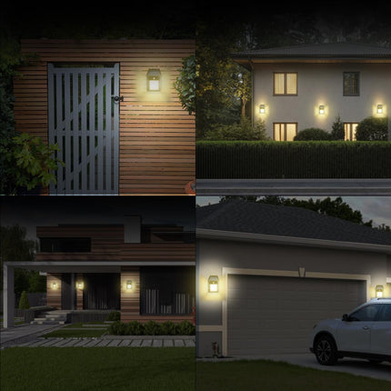 LGCASL Outdoor Courtyard Wall Lamp Wall Lights Outdoor Dusk to Dawn Motion Lights Outdoor 3 Lighting Wall Mount Light Sconces for Outside Patio Fence Yard Garage Black.