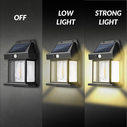 LGCASL Outdoor Courtyard Wall Lamp Wall Lights Outdoor Dusk to Dawn Motion Lights Outdoor 3 Lighting Wall Mount Light Sconces for Outside Patio Fence Yard Garage Black.
