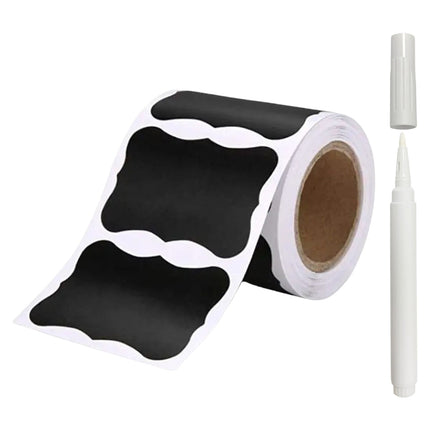 LGCASL Black Label Pieces Reusable Chalkboard Sticker 150 Erasable Jam Decorating Jars for Sticker Labels Jars Removable Chalkboard & Stationery 2ml 5*3cm Black.