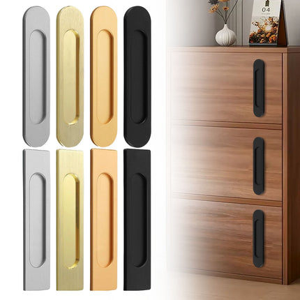 LGCASL No-Drill Sliding Door Handle, Square Matte Black Stick Sliding Door Pulls Aluminum Alloy Flush Pull Punch Free Handle for Sliding Door Cabinets Barn Doors M.