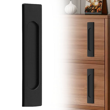 LGCASL No-Drill Sliding Door Handle, Square Matte Black Stick Sliding Door Pulls Aluminum Alloy Flush Pull Punch Free Handle for Sliding Door Cabinets Barn Doors M.