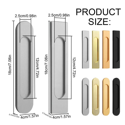 LGCASL No-Drill Sliding Door Handle, Square Matte Black Stick Sliding Door Pulls Aluminum Alloy Flush Pull Punch Free Handle for Sliding Door Cabinets Barn Doors M.