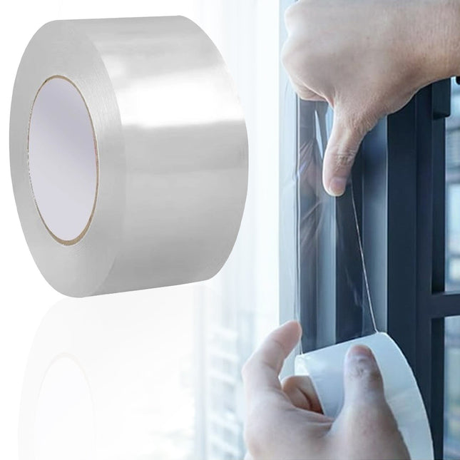 LGCASL Transparent Window Weather Sealing Tape Weather Stripping Free Window Insulation Caulk Tape for Doors Shower Glass Bathroom 0.5mm*5cm*10m Clear.