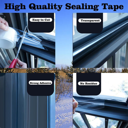 LGCASL Transparent Window Weather Sealing Tape Weather Stripping Free Window Insulation Caulk Tape for Doors Shower Glass Bathroom 0.5mm*5cm*10m Clear.