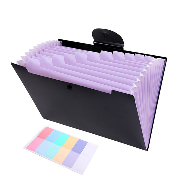 LGCASL Accordion File Organizer Expanding File Folder with 12 Pockets Portable Receipt Paper Bill Document Organizer Letter/ Size Filing Folder Schǒ-ǒl Black A.