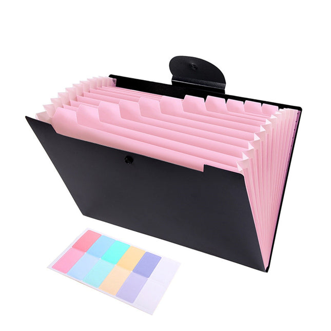 LGCASL Accordion File Organizer Expanding File Folder with 12 Pockets Portable Receipt Paper Bill Document Organizer Letter/ Size Filing Folder Schǒ-ǒl Black B.