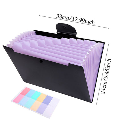 LGCASL Accordion File Organizer Expanding File Folder with 12 Pockets Portable Receipt Paper Bill Document Organizer Letter/ Size Filing Folder Schǒ-ǒl Black B.