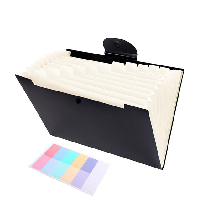 LGCASL Accordion File Organizer Expanding File Folder with 12 Pockets Portable Receipt Paper Bill Document Organizer Letter/ Size Filing Folder Schǒ-ǒl Black C.