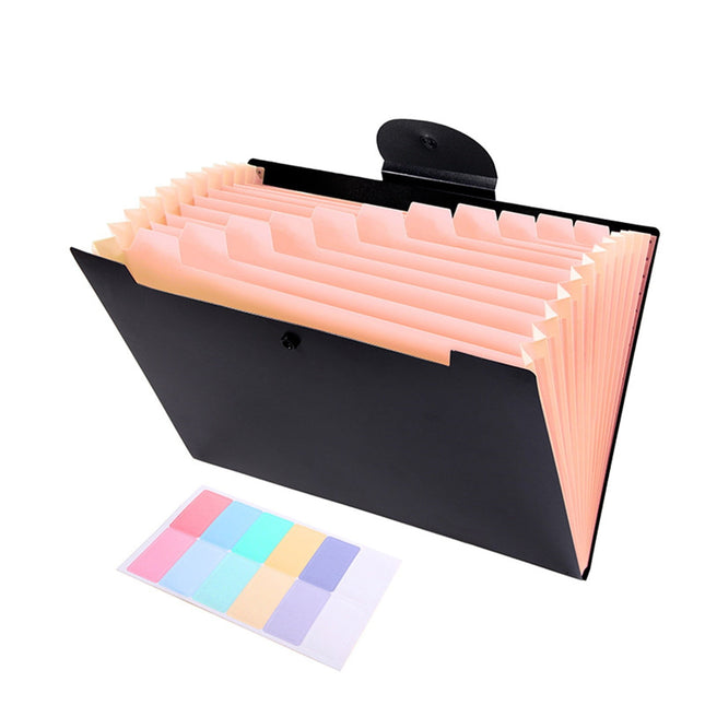 LGCASL Accordion File Organizer Expanding File Folder with 12 Pockets Portable Receipt Paper Bill Document Organizer Letter/ Size Filing Folder Schǒ-ǒl Black D.