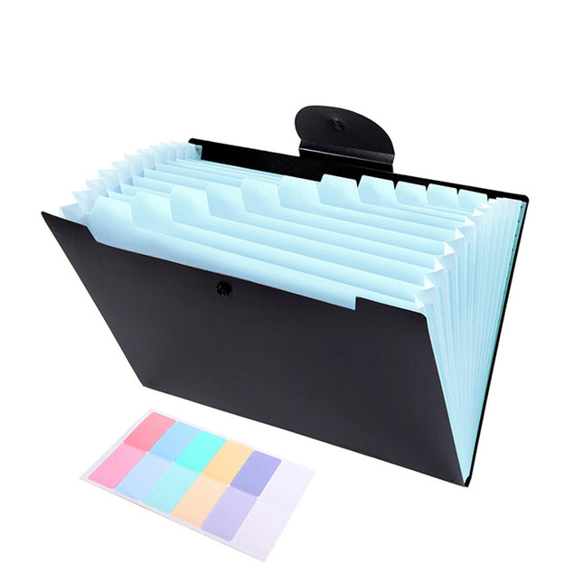 LGCASL Accordion File Organizer Expanding File Folder with 12 Pockets Portable Receipt Paper Bill Document Organizer Letter/ Size Filing Folder Schǒ-ǒl Black E.