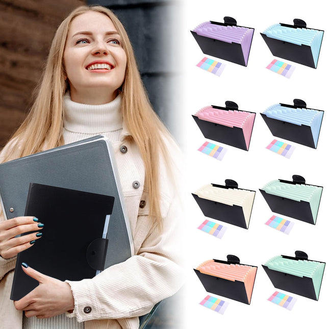 LGCASL Accordion File Organizer Expanding File Folder with 12 Pockets Portable Receipt Paper Bill Document Organizer Letter/ Size Filing Folder Schǒ-ǒl Black F.