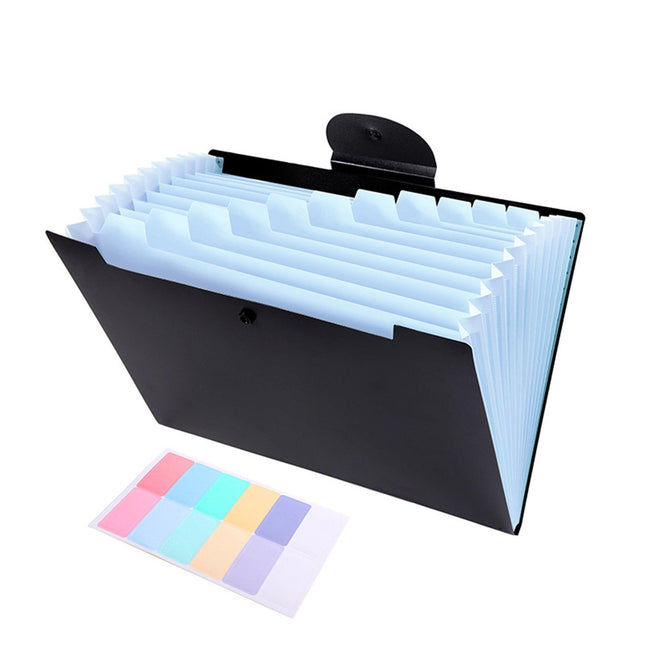 LGCASL Accordion File Organizer Expanding File Folder with 12 Pockets Portable Receipt Paper Bill Document Organizer Letter/ Size Filing Folder Schǒ-ǒl Black F.