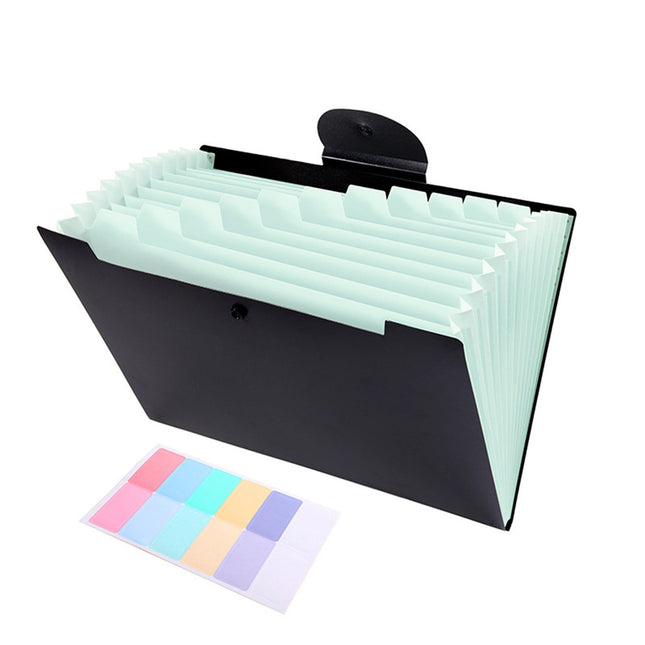 LGCASL Accordion File Organizer Expanding File Folder with 12 Pockets Portable Receipt Paper Bill Document Organizer Letter/ Size Filing Folder Schǒ-ǒl Black G.