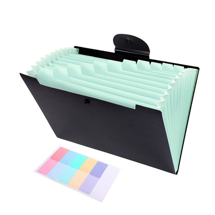 LGCASL Accordion File Organizer Expanding File Folder with 12 Pockets Portable Receipt Paper Bill Document Organizer Letter/ Size Filing Folder Schǒ-ǒl Black H.