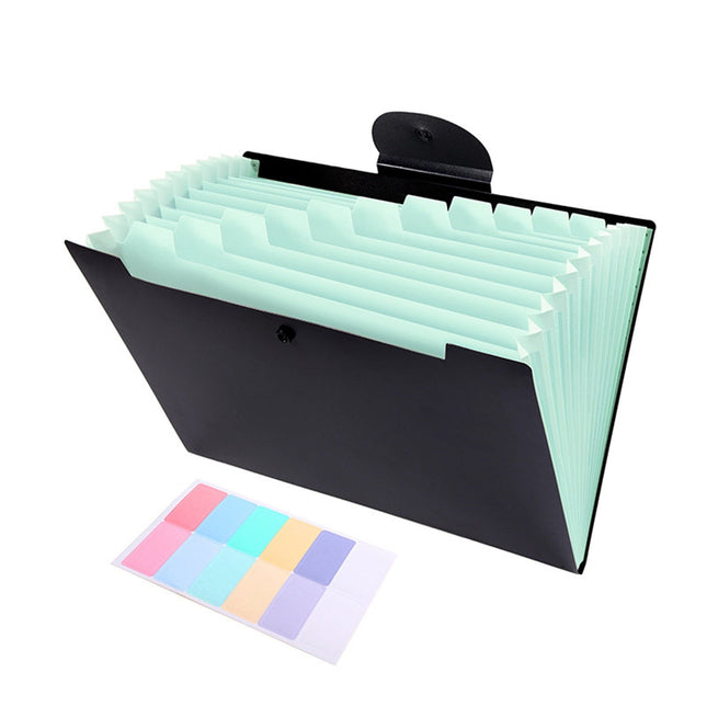 LGCASL Accordion File Organizer Expanding File Folder with 12 Pockets Portable Receipt Paper Bill Document Organizer Letter/ Size Filing Folder Schǒ-ǒl Black H.