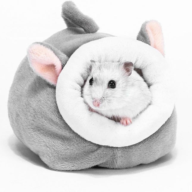 LGCASL Small Pet Bed, Pig Christmas Bed Warm Hedgehog Hideout Cotton House Sleeping Nest Cage Accessories for Small Animal Habitat Supplies for Hamster Sugar Glider Squirrel Bearded Dragon, Pink Grey.