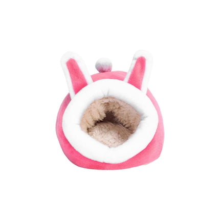 LGCASL Small Pet Bed, Pig Christmas Bed Warm Hedgehog Hideout Cotton House Sleeping Nest Cage Accessories for Small Animal Habitat Supplies for Hamster Sugar Glider Squirrel Bearded Dragon Pink.