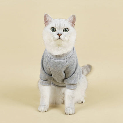 LGCASL Pet Hoodie, Dog Winter Sweater Cat Warm Clothes Pet Sweater Round Neck Solid Color Thickening Cat Dog Knitwear Sweater for Cats Or Dogs in Cold Season (Light Blue, S) S Grey.