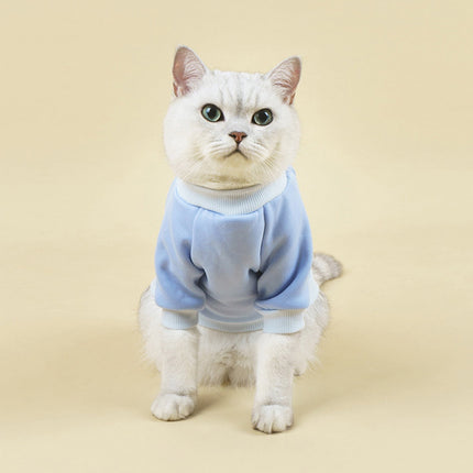 LGCASL Pet Hoodie, Dog Winter Sweater Cat Warm Clothes Pet Sweater Round Neck Solid Color Thickening Cat Dog Knitwear Sweater for Cats Or Dogs in Cold Season (Light Blue, S) S Light blue.