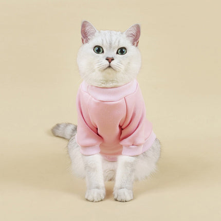 LGCASL Pet Hoodie, Dog Winter Sweater Cat Warm Clothes Pet Sweater Round Neck Solid Color Thickening Cat Dog Knitwear Sweater for Cats Or Dogs in Cold Season (Light Blue, S) S Pink.