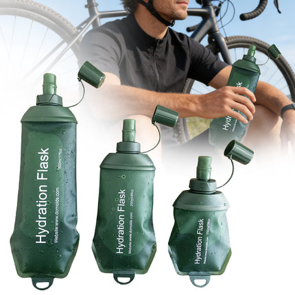 150ml Soft Flask,Light Tpu Foldable Soft Water Bottle Leak Proof Hydration Flask,Soft Water Bottle Running for Running Hiking Cycling Camping Portable Travel Sports Water Bag Easy to Carry S(150ml) Black.