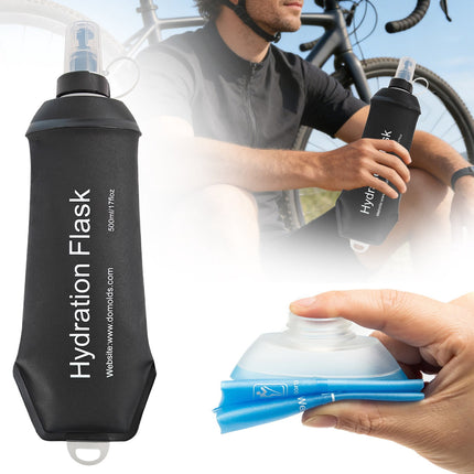 150ml Soft Flask,Light Tpu Foldable Soft Water Bottle Leak Proof Hydration Flask,Soft Water Bottle Running for Running Hiking Cycling Camping Portable Travel Sports Water Bag Easy to Carry M(250ml) Black.