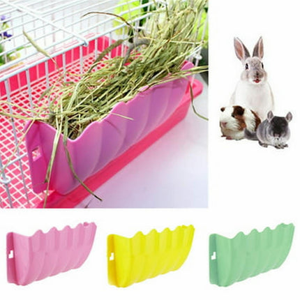 LGCASL Hanging Hay Dispenser for Pet Rabbits, Rabbit Feeder Small Animal Hay Bowl Hay Holder Large Capacity Feeder for Bunny Pig Light Blue.