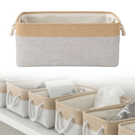 LGCASL Fabric Storage Box, Fabric Storage Box, Storage Basket with Handles and for Clothes Shelves Closet Wardrobe Home Wear and Reinforced, Light Gray S(12.2×5.1×8.2Inch) M(14.1×6.2×10.2inch) Light gray.