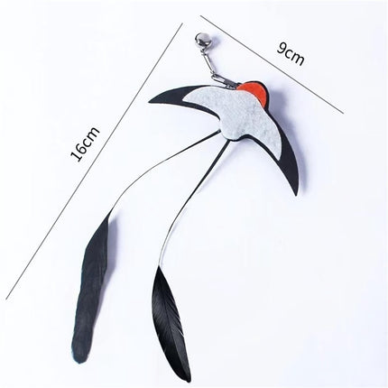 LGCASL Pet Chew Toys Clearance! Teasing Stick Replaces the Head Swallow Model Retractable Teasing Artifact with Bell Interactive Toy Black.