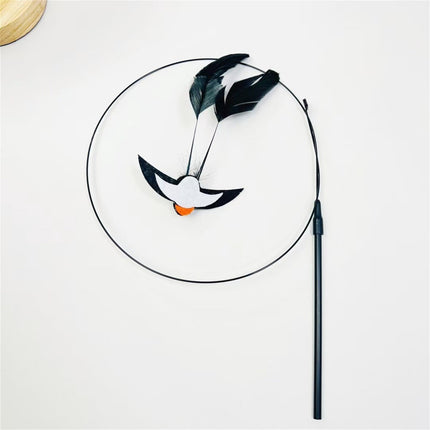 LGCASL Pet Chew Toys Clearance! Teasing Stick Replaces the Head Swallow Model Retractable Teasing Artifact with Bell Interactive Toy Black.