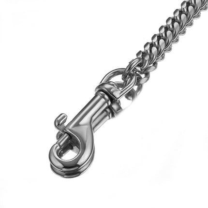LGCASL Traction Leash Leather Strong Metal Stainless Pet Chain for Dog Black.
