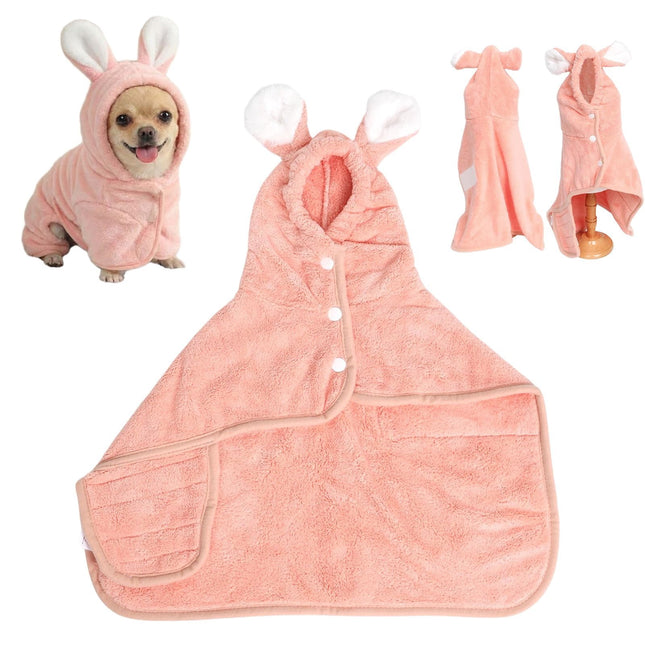 LGCASL 2026 New Puppy Bathrobe with Hood, Dog Bathrobe Absorbent Towel for Small Dogs Fast Drying Dog Robe Coat with Hood Puppy Towel Wrap Pet Grooming After Shower (Blue, Xs) S Pink.