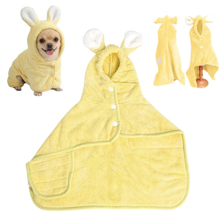 LGCASL 2026 New Puppy Bathrobe with Hood, Dog Bathrobe Absorbent Towel for Small Dogs Fast Drying Dog Robe Coat with Hood Puppy Towel Wrap Pet Grooming After Shower (Blue, Xs) XL Yellow.