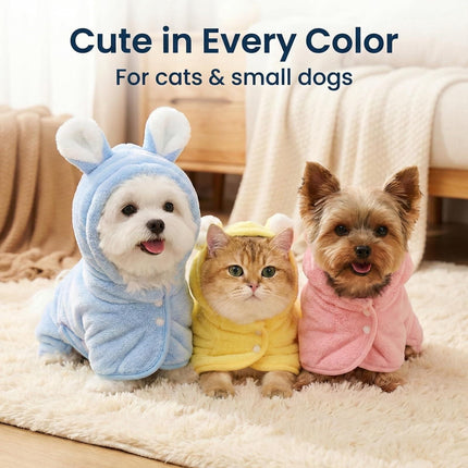 LGCASL 2026 New Puppy Bathrobe with Hood, Dog Bathrobe Absorbent Towel for Small Dogs Fast Drying Dog Robe Coat with Hood Puppy Towel Wrap Pet Grooming After Shower (Blue, Xs) XL Yellow.