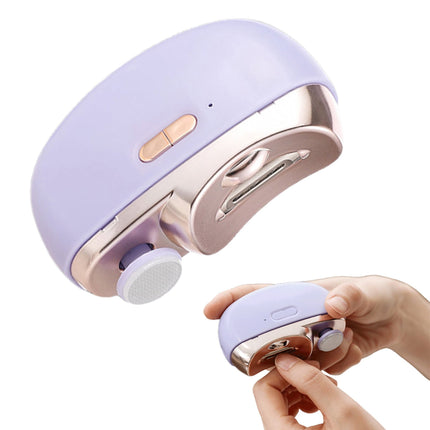 Electric Automatic Nail Clipper with Light Fingernail Cutter and Polisher 2in1 Nail Scraps Storage Rechargeable Safety Fingernail Trimmer for Baby Seniors Adult Gift Purple.