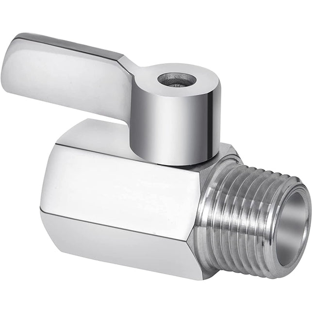 Shower Shut Valve, 304 Stainless Steel Mini Ball Valve NPT Thread(1/2Inch Male x 1/2Inch Female) 1 Pack Silver.