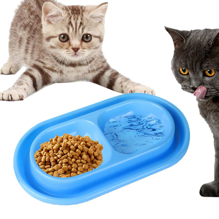 Cat Bowls for Food and Water Easy to Clean Ants Away Outside Pet Double Bow Large Blue.
